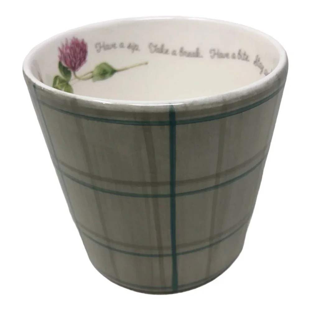 Hallmark by Marjolein Bastin Coffee Tea Mug Cup  Green Plaid‎ Relax Break